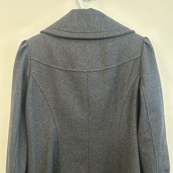 Guess Woman’s Wool Blend Peacoat Charcoal Colored Lined Split Collar Coat Size L - Picture 6 of 14